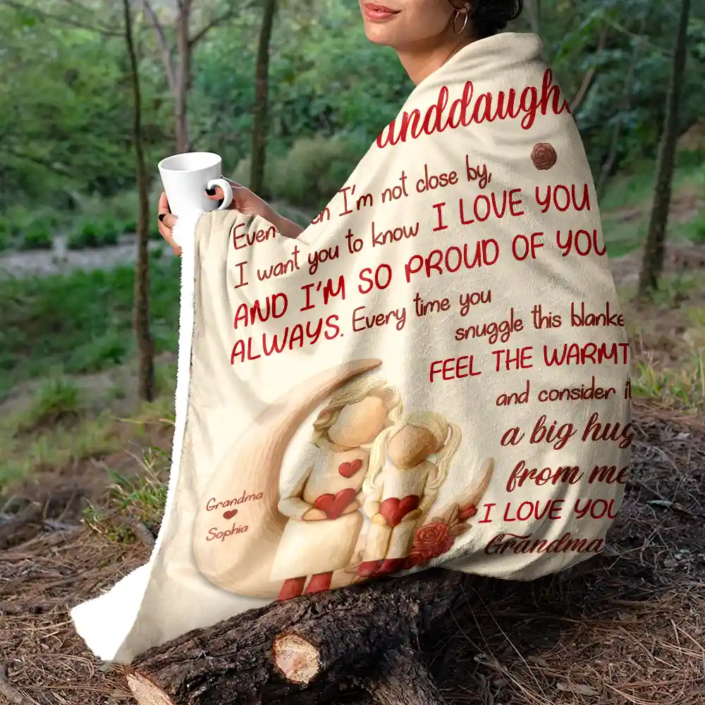 A Big Hug From Mom Grandma - Personalized Fleece Blanket, Sherpa Blanket - Image 5