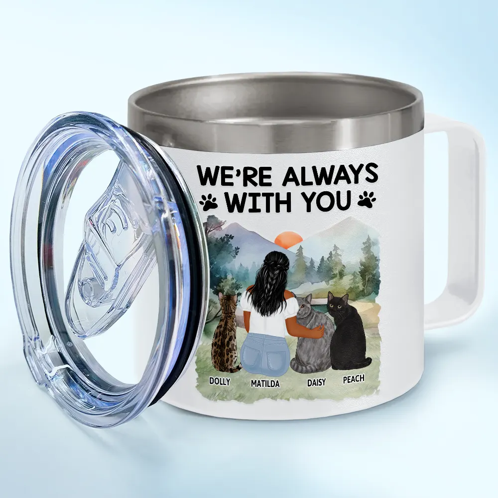 A Bond That Can't Be Broken Cat - Personalized 14oz Stainless Steel Tumbler With Handle - Image 2