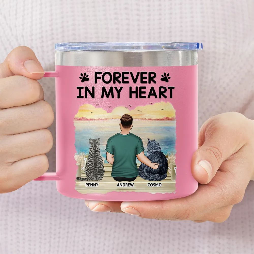 A Bond That Can't Be Broken Cat - Personalized 14oz Stainless Steel Tumbler With Handle - Image 3