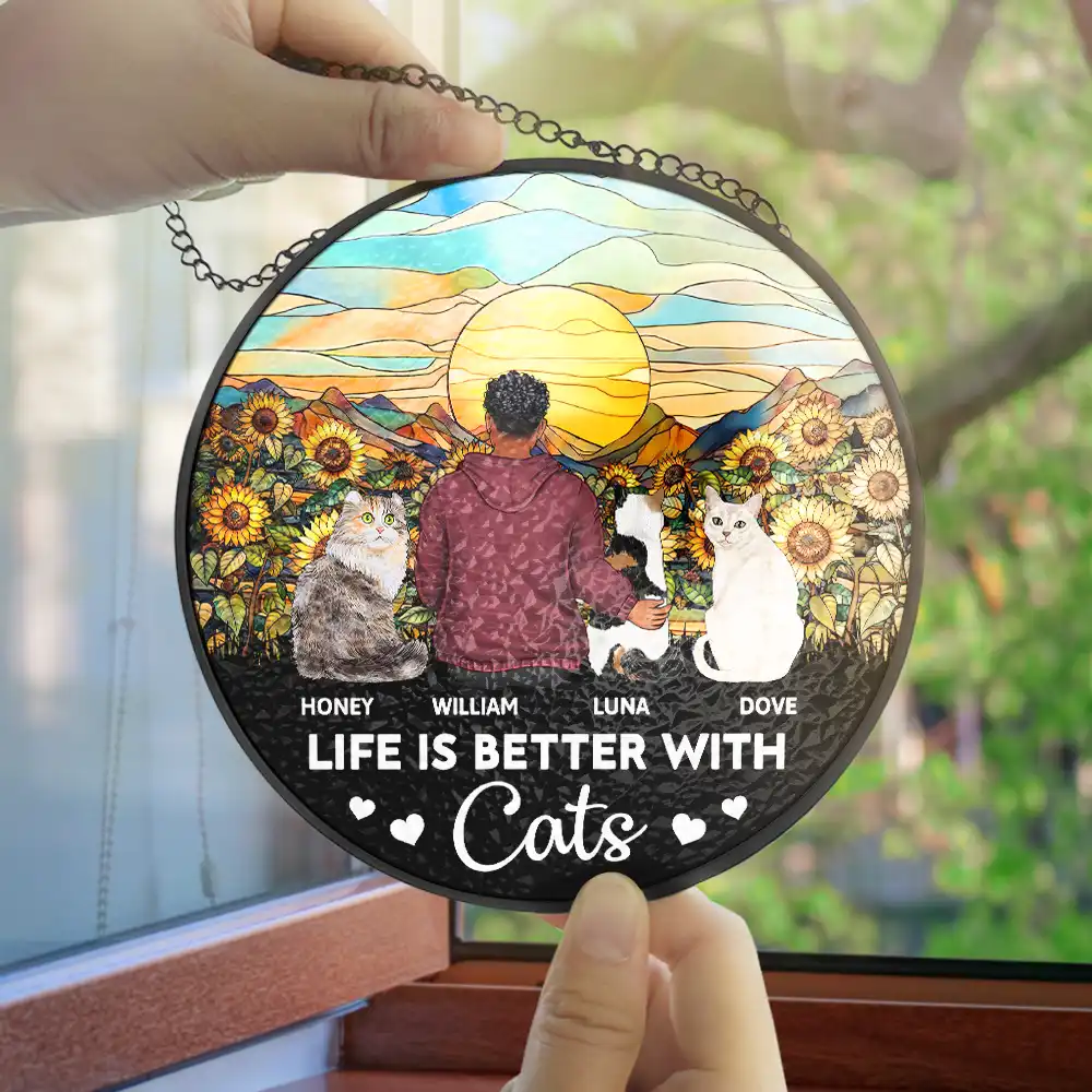 A Bond That Can't Be Broken Cat - Personalized Stained Glass Window Hanging Suncatcher - Image 4