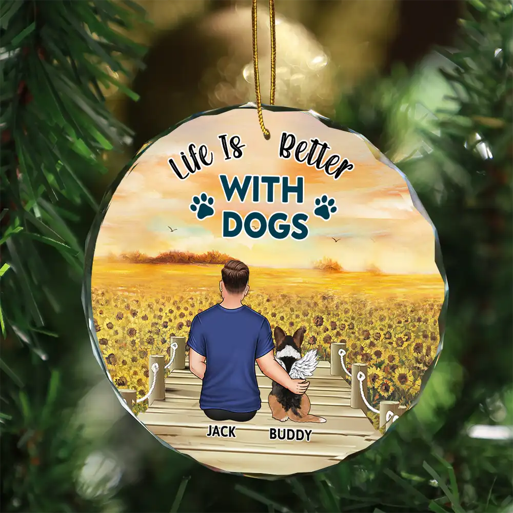 A Bond That Can't Be Broken Dog Christmas - Personalized Circle Glass Ornament - Image 3