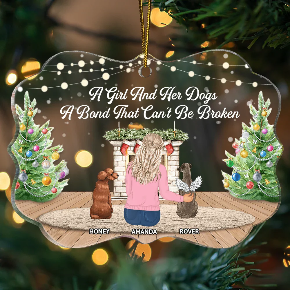 A Bond That Can't Be Broken Dog Hugging Christmas - Personalized Medallion Acrylic Ornament - Image 3