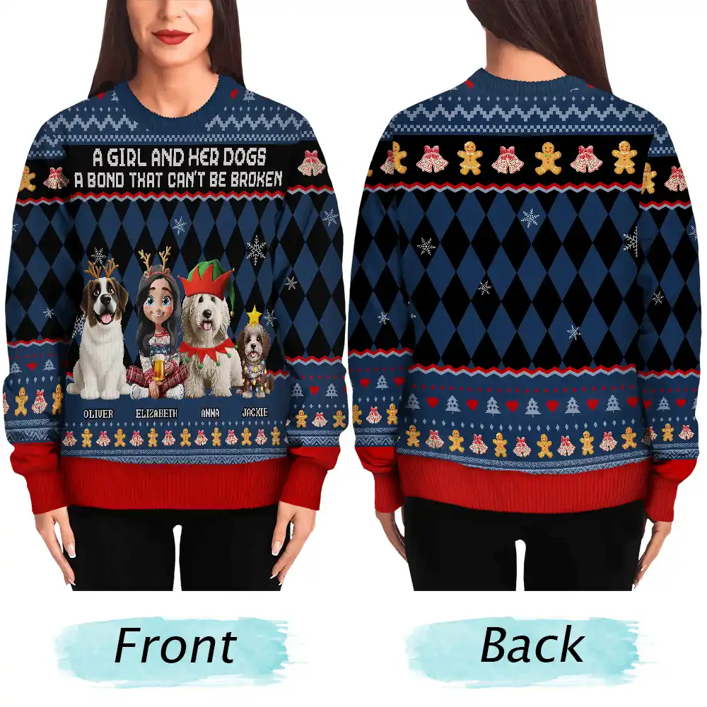 A Bond That Can't Be Broken Dog Lover 3D Effect - Personalized Unisex Ugly Sweater - Image 6