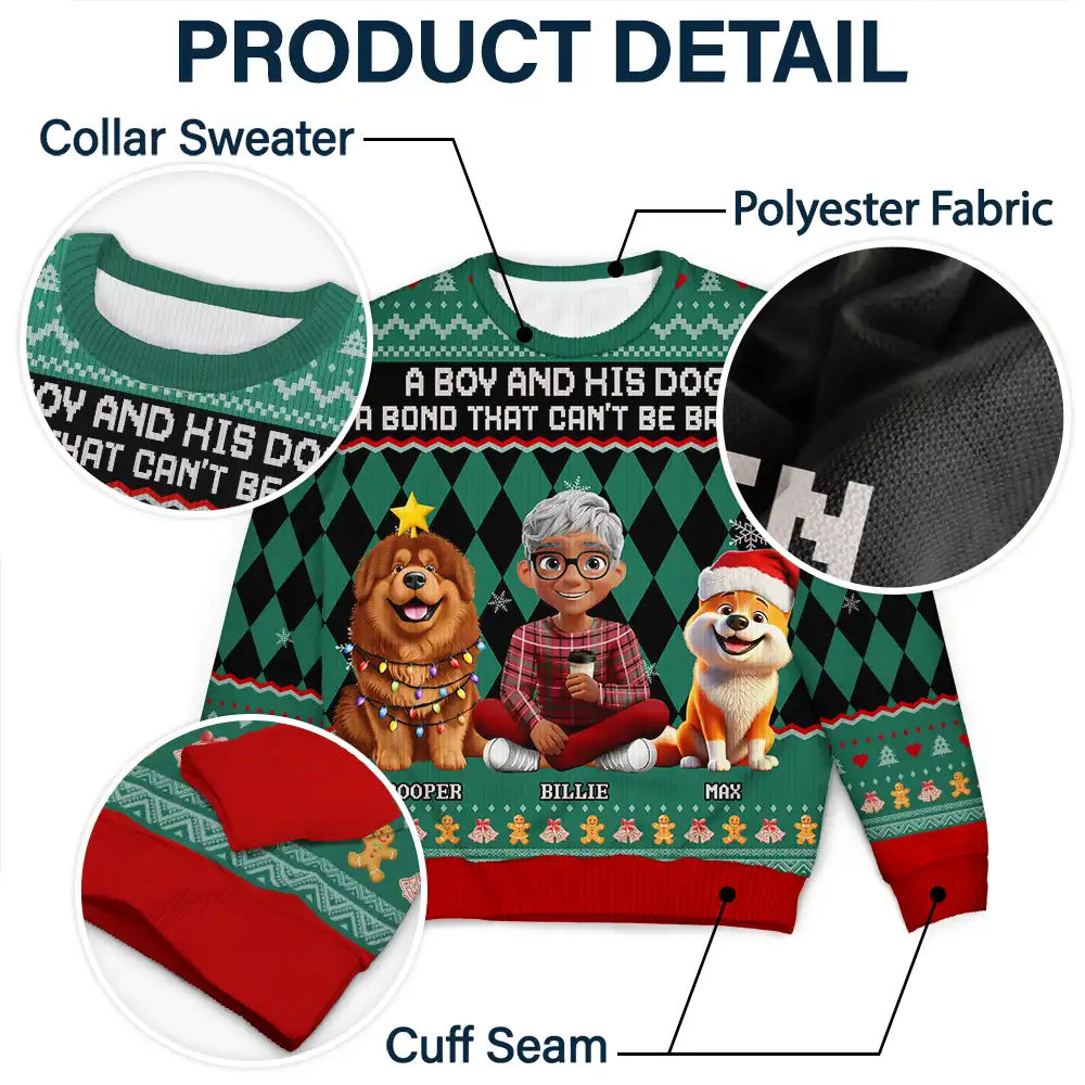 A Bond That Can't Be Broken Dog Lover 3D Effect - Personalized Unisex Ugly Sweater - Image 7