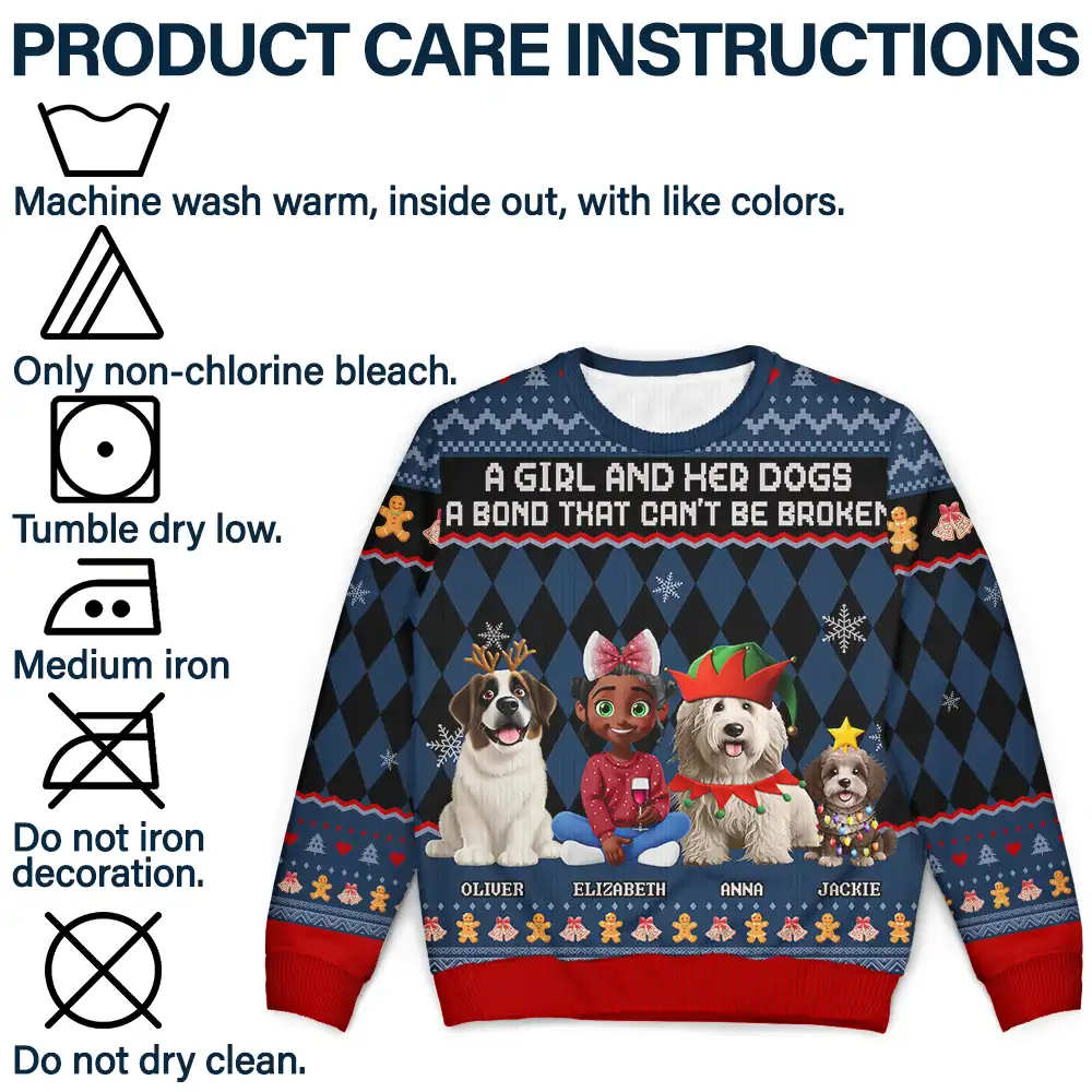 A Bond That Can't Be Broken Dog Lover 3D Effect - Personalized Unisex Ugly Sweater - Image 8