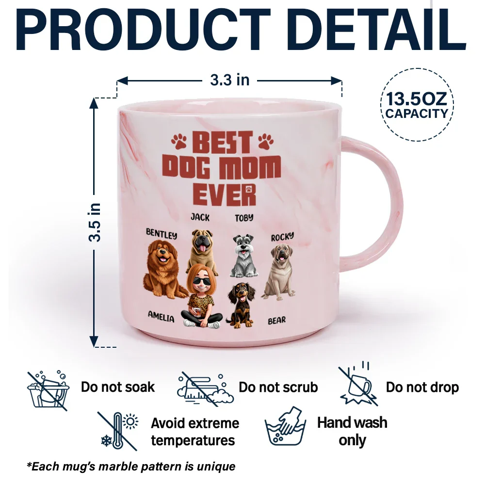 A Bond That Can't Be Broken Dog Mom Dog Dad - Personalized Marble Mug - Image 5
