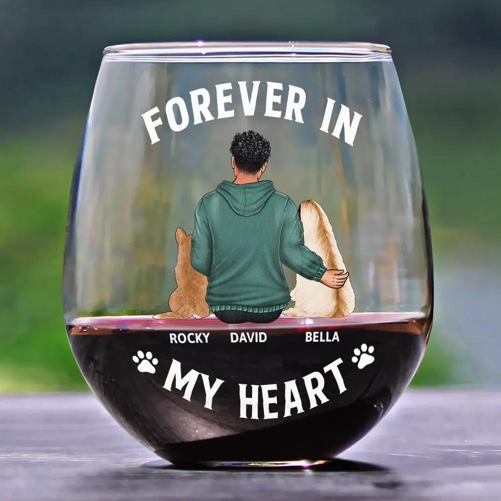 A Bond That Can't Be Broken Dog Mom Dog Dad - Personalized Stemless Wine Glass - Image 2