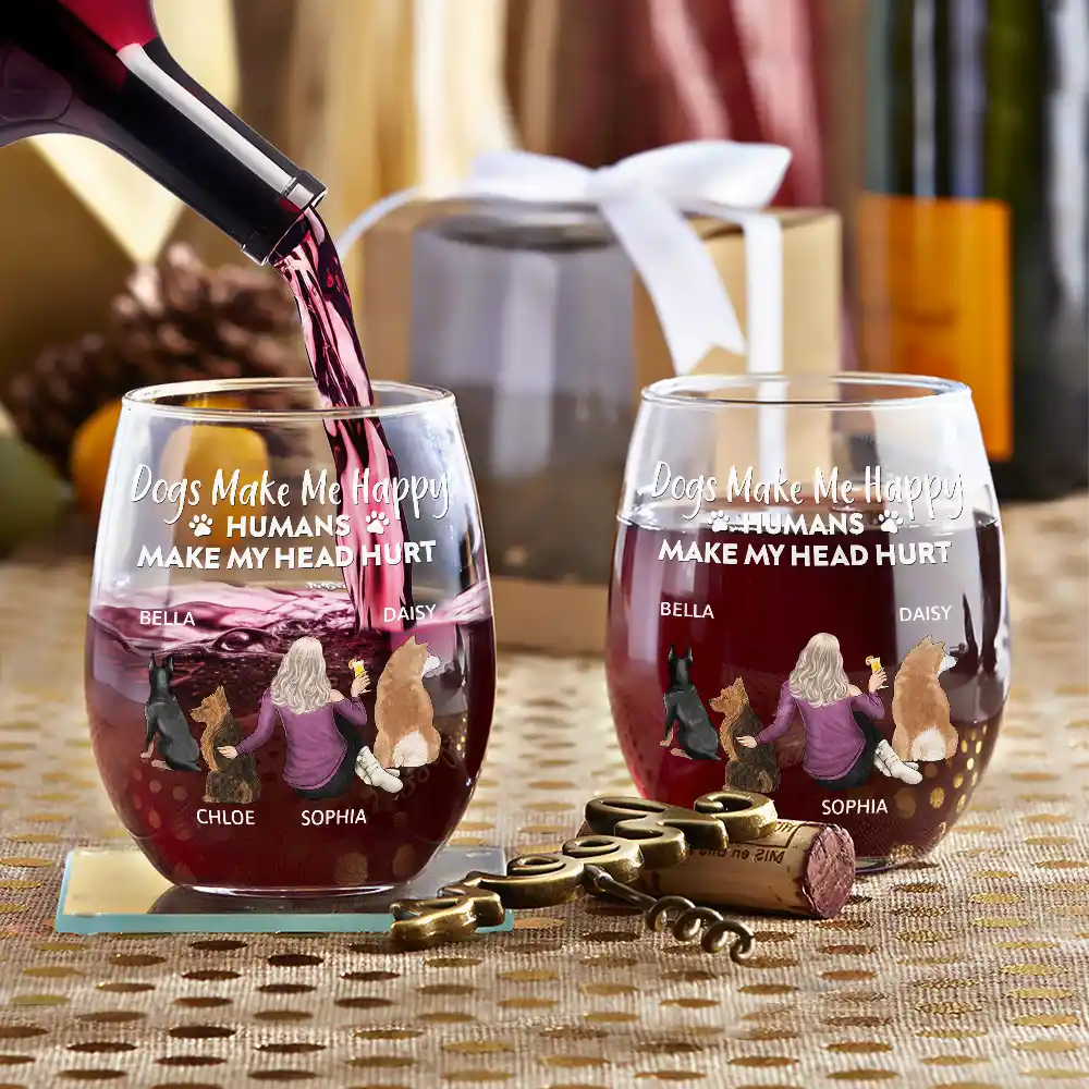A Bond That Can't Be Broken Dog Mom Dog Dad Pet Lovers - Personalized Stemless Wine Glass - Image 3