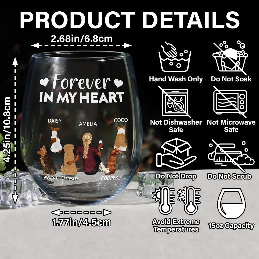 A Bond That Can't Be Broken Dog Mom Dog Dad Pet Lovers - Personalized Stemless Wine Glass - Image 5