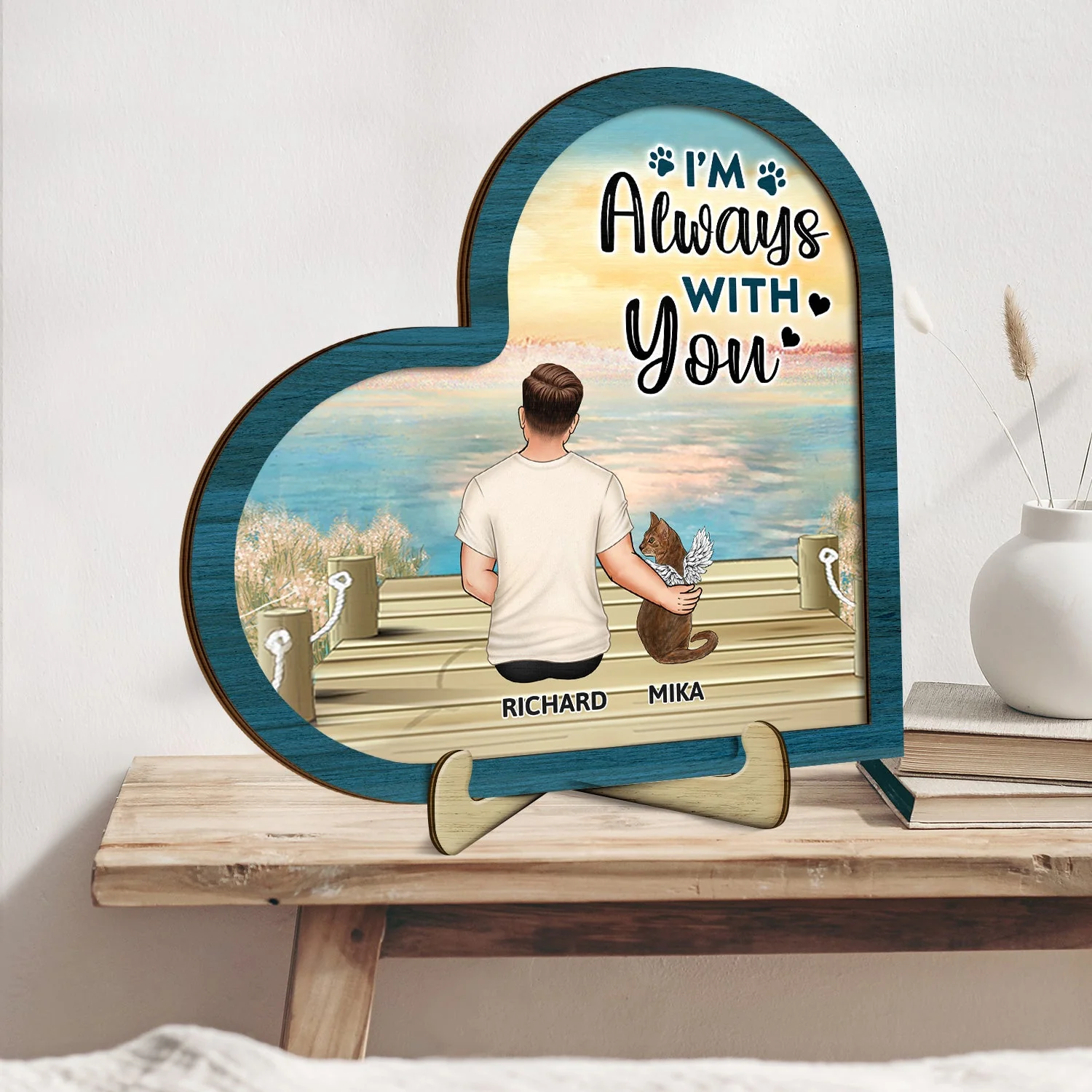 A Bond That Can't Be Broken - Gift For Cat Lovers, Cat Mom, Cat Dad - Personalized 2-Layered Wooden Plaque With Stand - Image 2