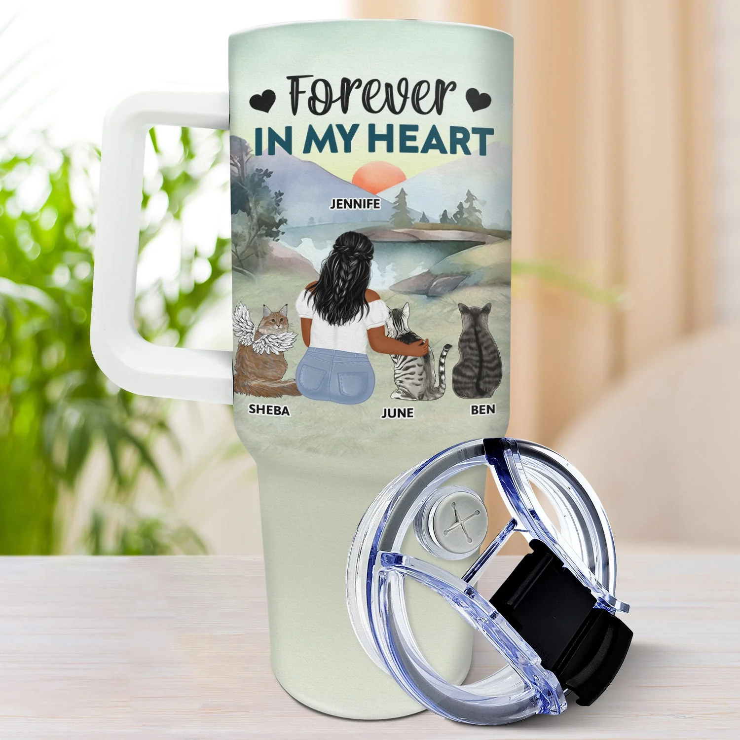 A Bond That Can't Be Broken - Gift For Cat Lovers, Cat Mom, Cat Dad - Personalized 40oz Tumbler With Straw - Image 3