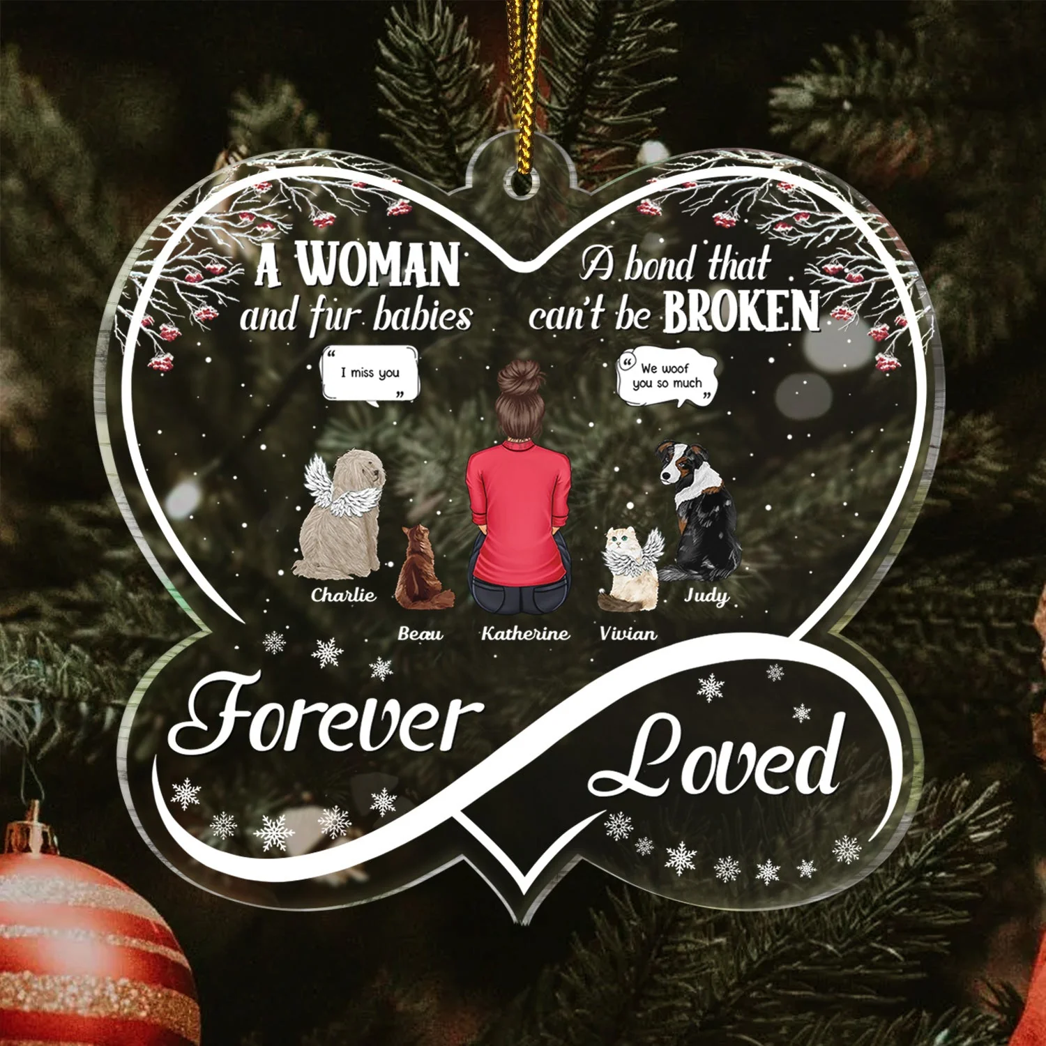 A Bond That Can't Be Broken - Gift For Dog Cat Lovers - Personalized Custom Shaped Acrylic Ornament - Image 3