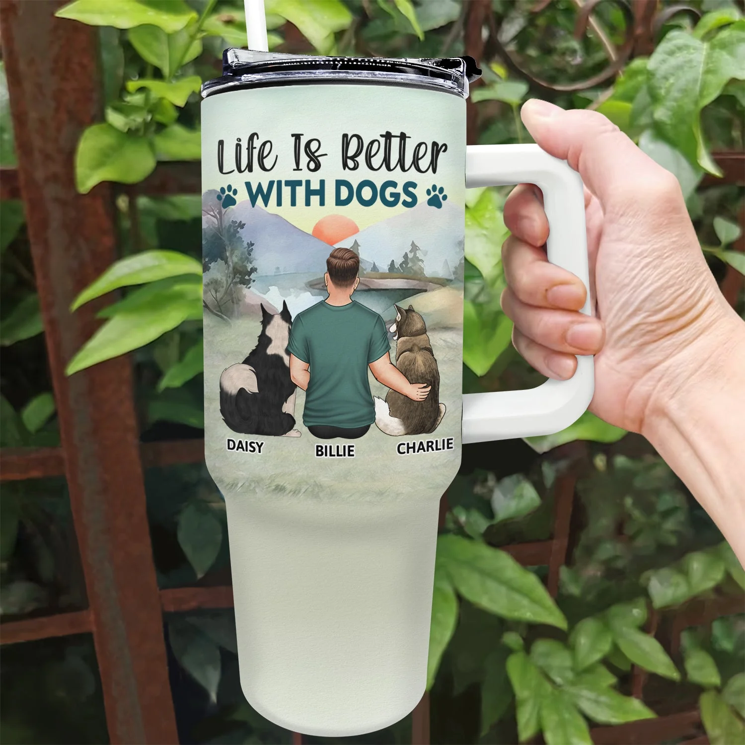 A Bond That Can't Be Broken - Gift For Dog Lovers, Dog Mom, Dog Dad - Personalized 40oz Tumbler With Straw - Image 2