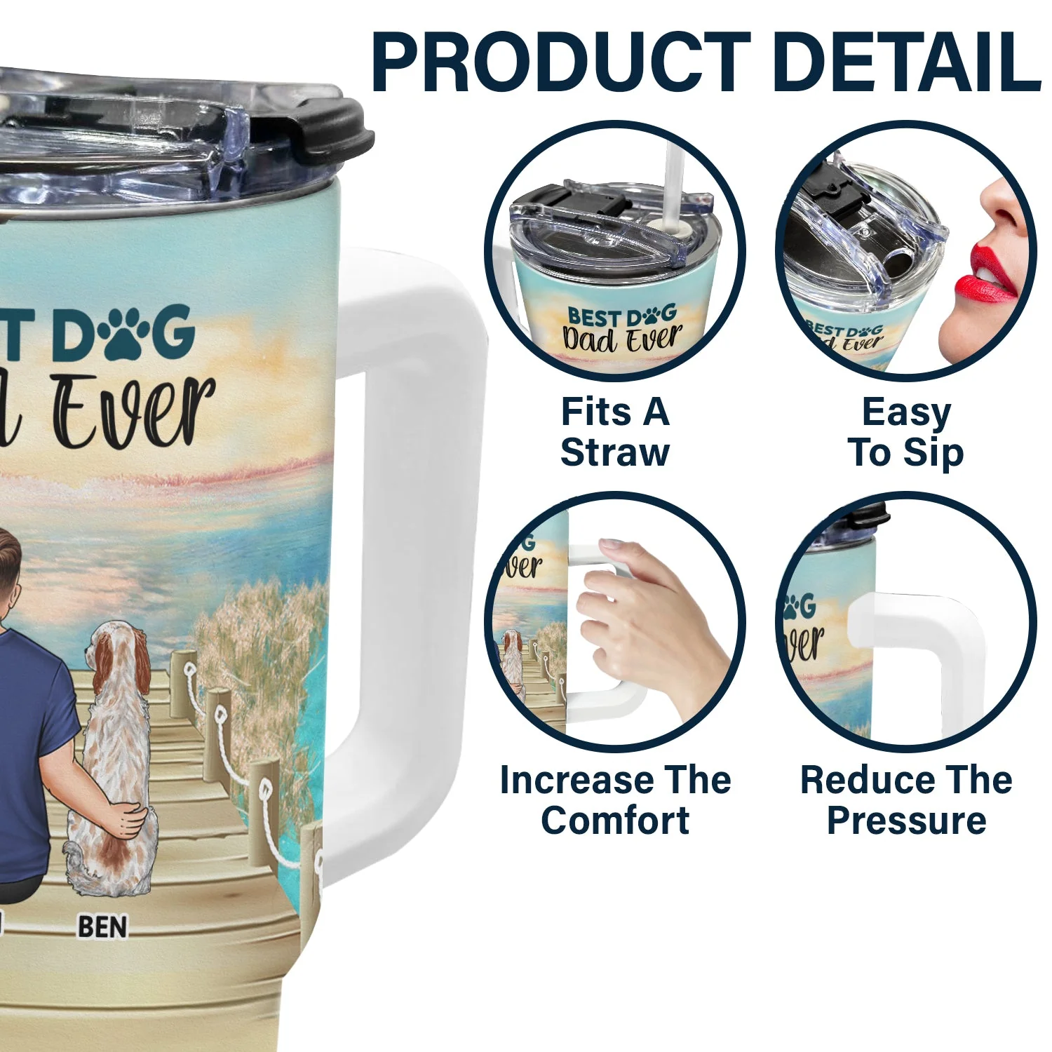 A Bond That Can't Be Broken - Gift For Dog Lovers, Dog Mom, Dog Dad - Personalized 40oz Tumbler With Straw - Image 5