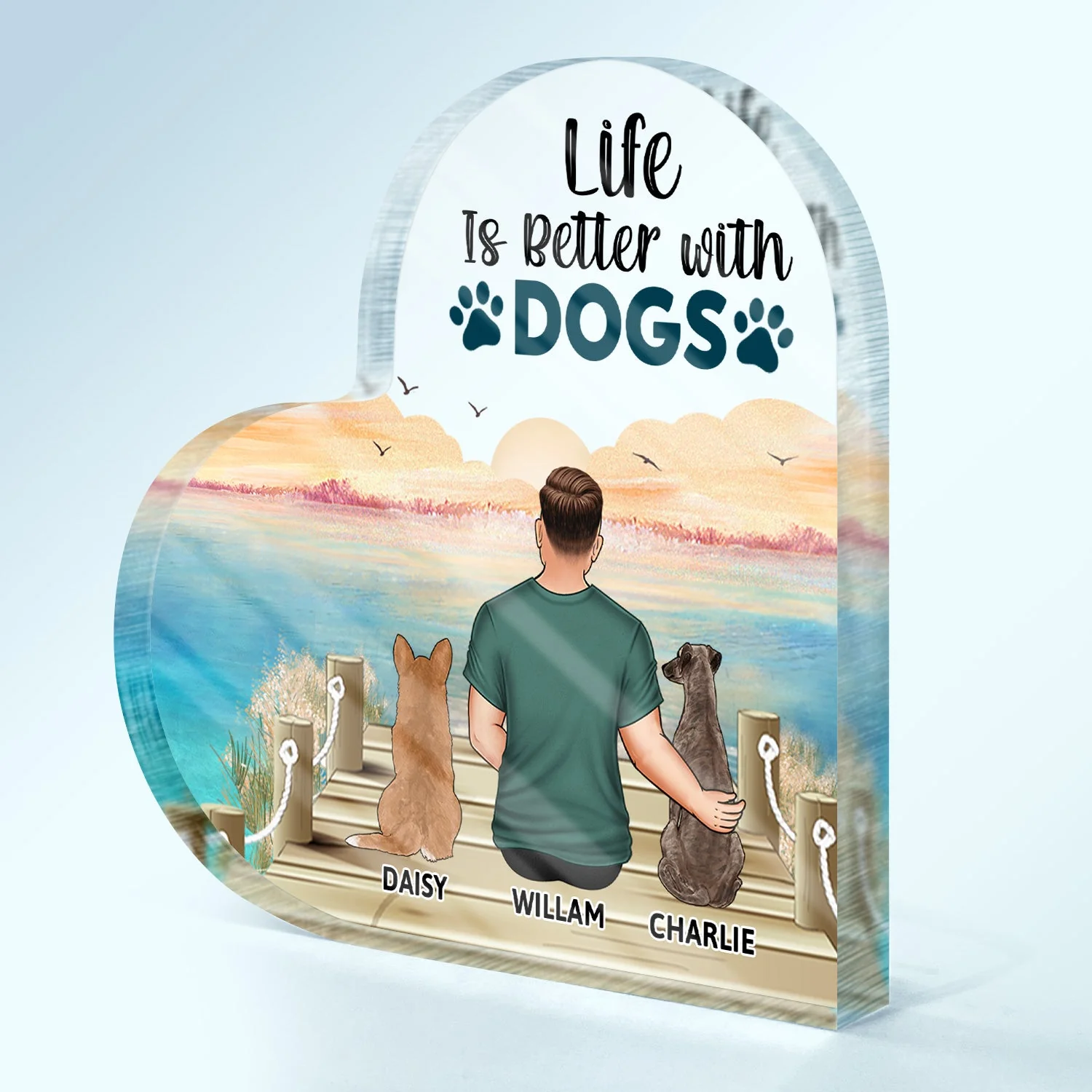 A Bond That Can't Be Broken - Gift For Dog Lovers, Dog Mom, Dog Dad - Personalized Heart Shaped Acrylic Plaque - Image 2