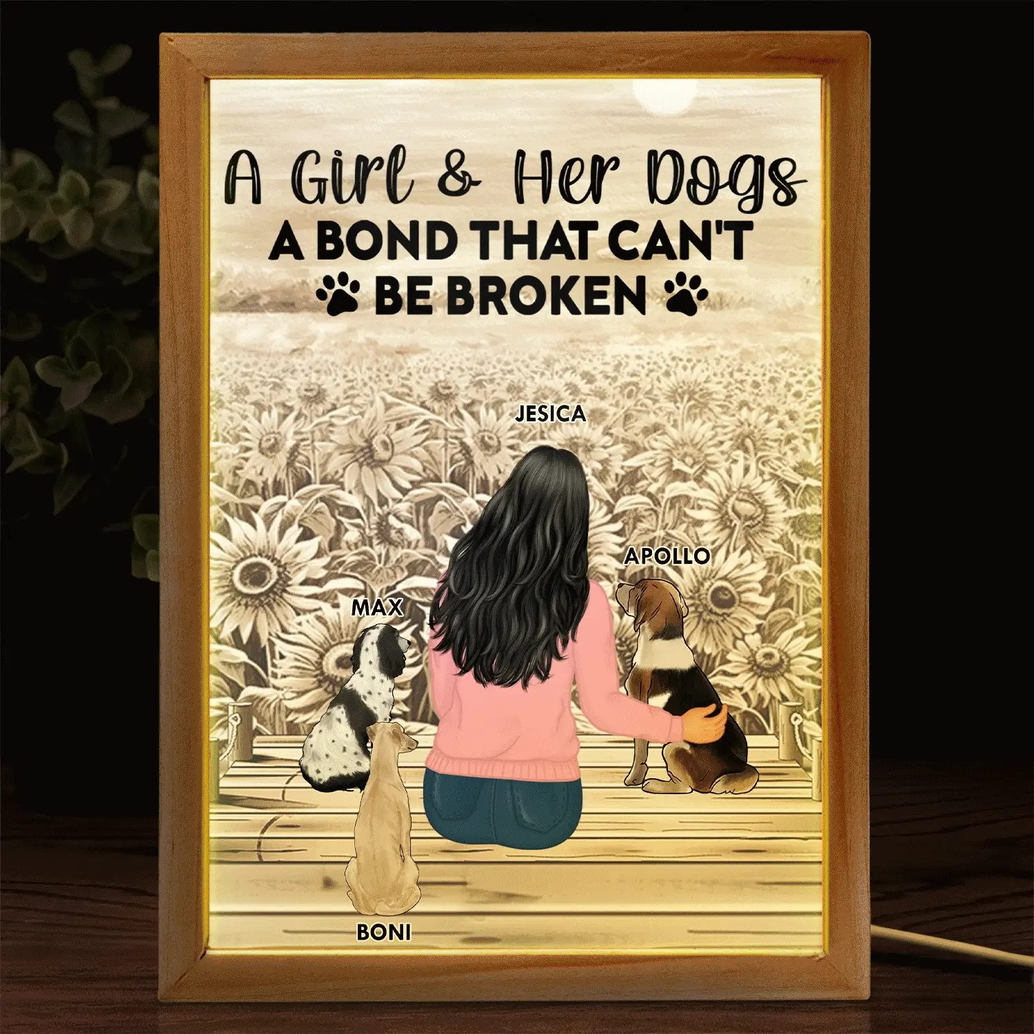A Bond That Can't Be Broken - Gift For Dog Lovers, Dog Mom, Dog Dad - Personalized Picture Frame Light Box - Image 2