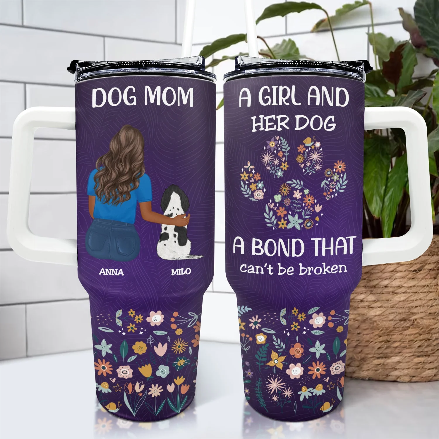 A Bond That Can't Be Broken - Holiday, Birthday Gift For Dog Lovers, Dog Mom - Personalized 40oz Tumbler With Straw - Image 4