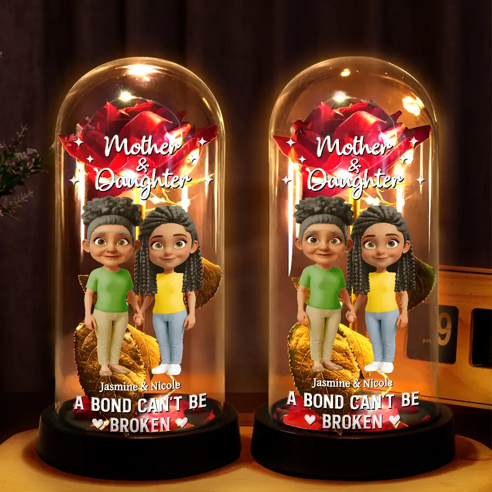 A Bond That Can't Be Broken Mom And Daughter - Personalized Everlasting Rose Dome Lamp - Image 2