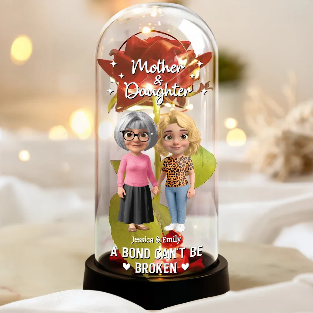 A Bond That Can't Be Broken Mom And Daughter - Personalized Everlasting Rose Dome Lamp - Image 3