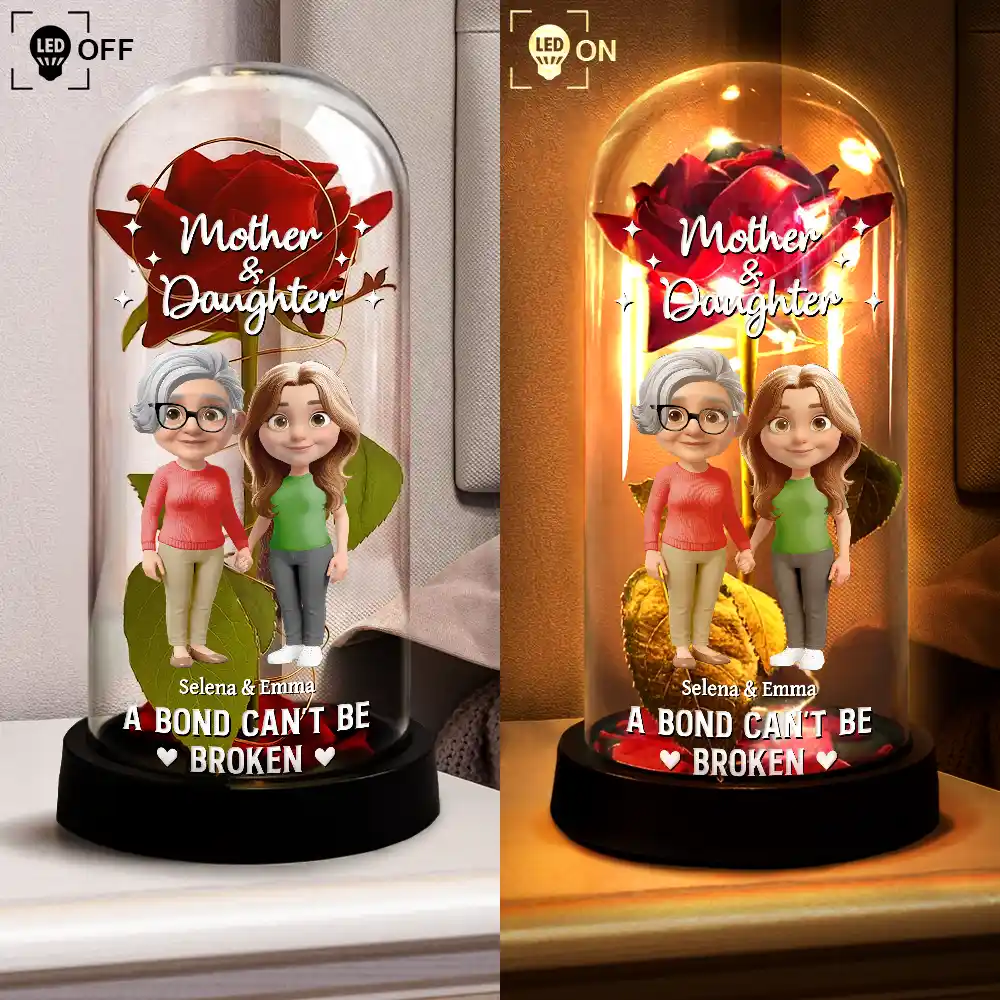 A Bond That Can't Be Broken Mom And Daughter - Personalized Everlasting Rose Dome Lamp - Image 4
