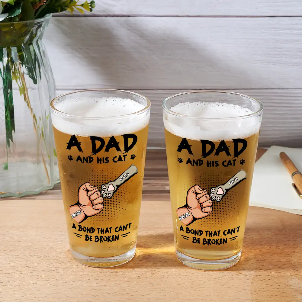 A Bond That Can't Be Broken Pet Dad - Personalized Beer Glass - Image 2