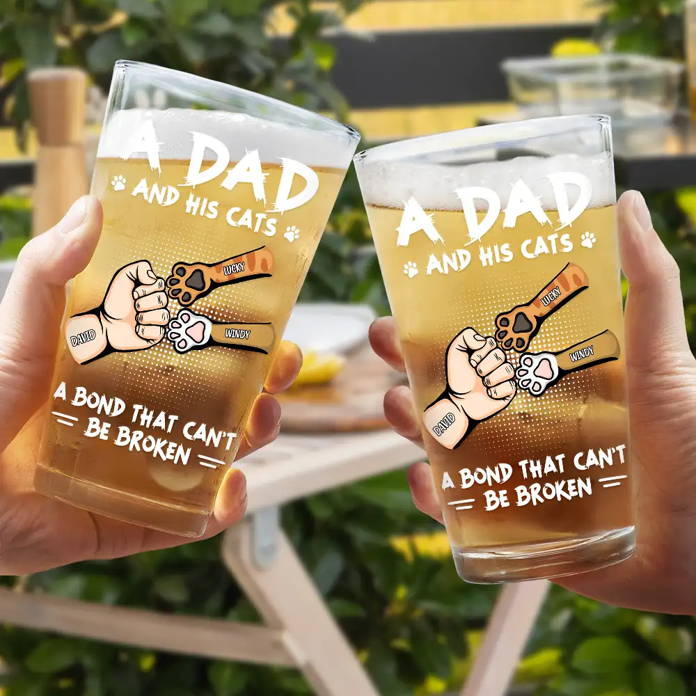 A Bond That Can't Be Broken Pet Dad - Personalized Beer Glass - Image 4