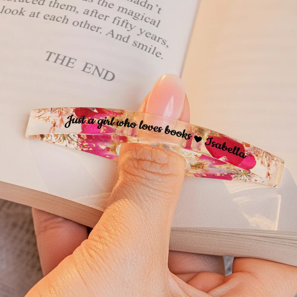 A Book A Day Keeps Reality Away - Personalized Resin Flower Page Holder - Image 5
