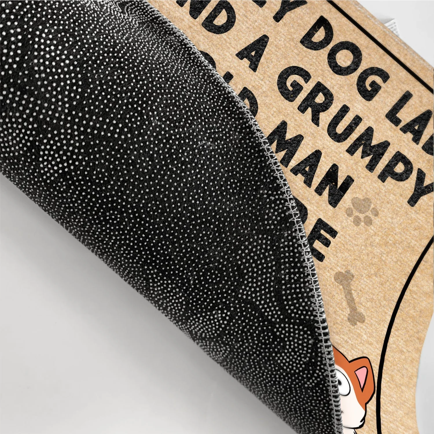 A Crazy Dog Lady And A Grumpy Old Man Live Here Funny Cartoon Dog - Gift For Dog Lovers, Couples - Personalized Doormat - Image 3
