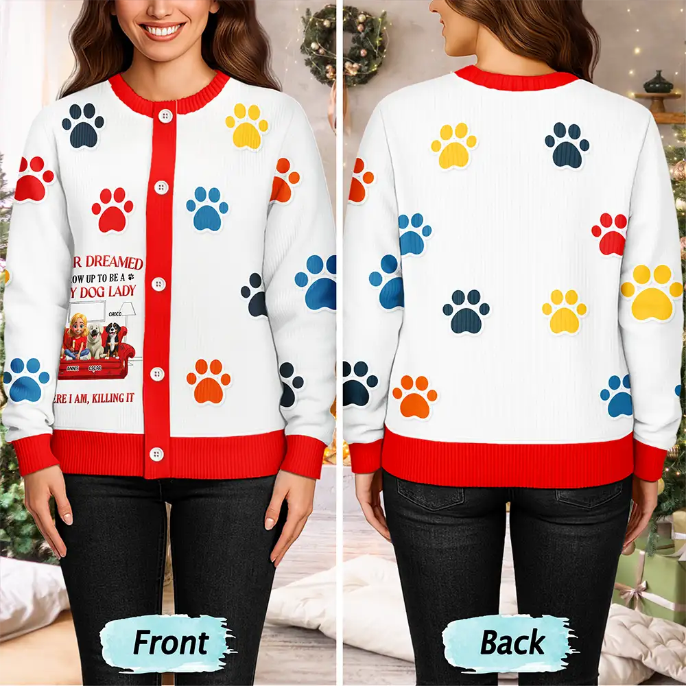 A Crazy Dog Lady - Personalized Cardigan - Image 4