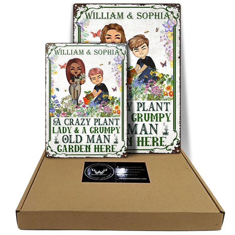A Crazy Plant Lady Grumpy Old Man - Gift For Gardener - Personalized Custom Classic Metal Signs - Image 5