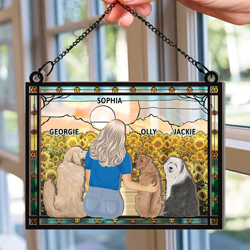 A Dad And His Dog A Bond That Can't Be Broken - Personalized Window Hanging Suncatcher Ornament - Image 2