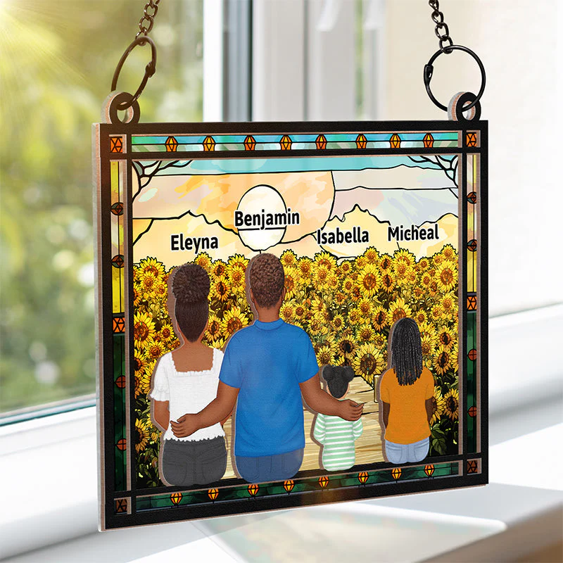 A Dad And His Kids A Bond That Can't Be Broken - Personalized Window Hanging Suncatcher Ornament - Image 3