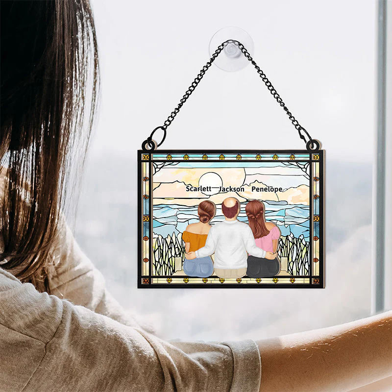 A Dad And His Kids A Bond That Can't Be Broken - Personalized Window Hanging Suncatcher Ornament - Image 4