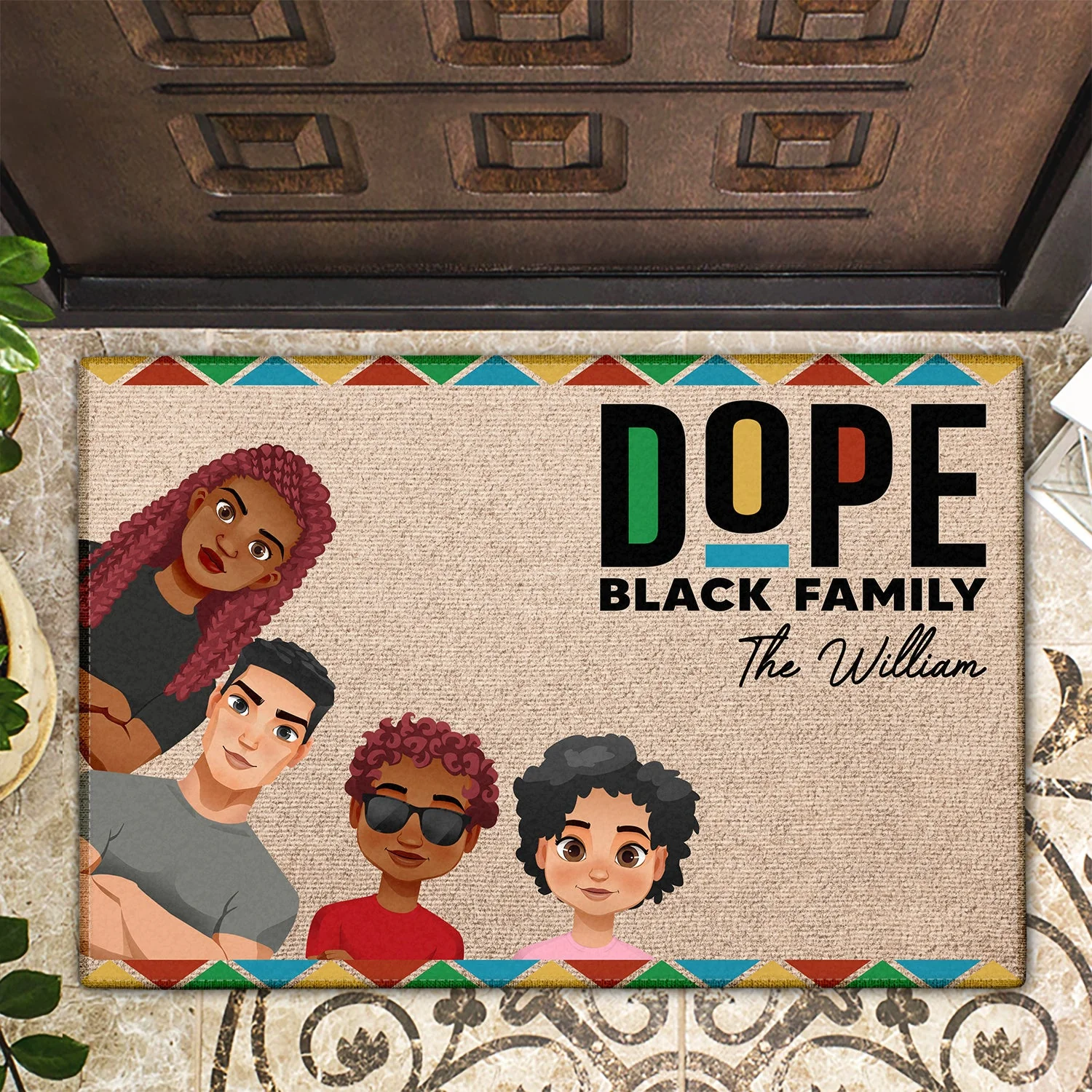 A Dope Black Family Lives Here - Gift For Family - Personalized Doormat - Image 2