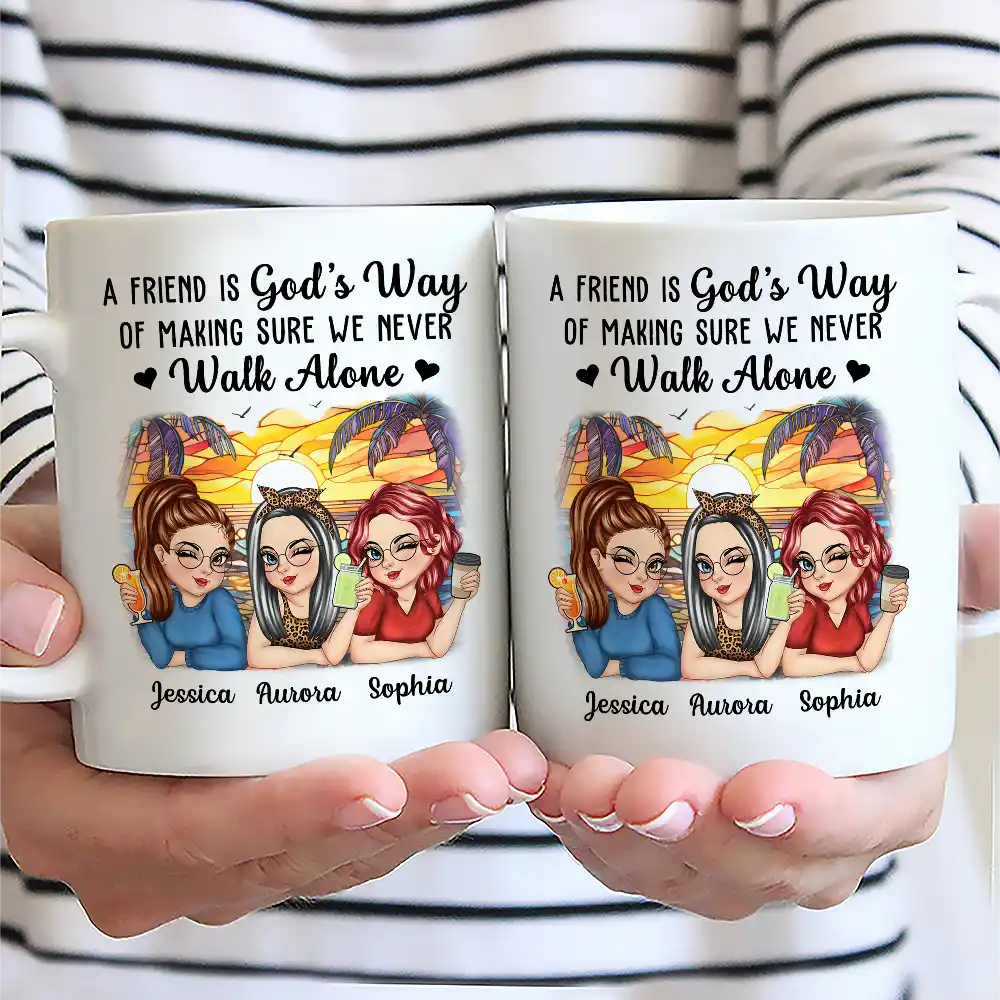 A Friend Is God's Way Besties - Personalized Mug - Image 2