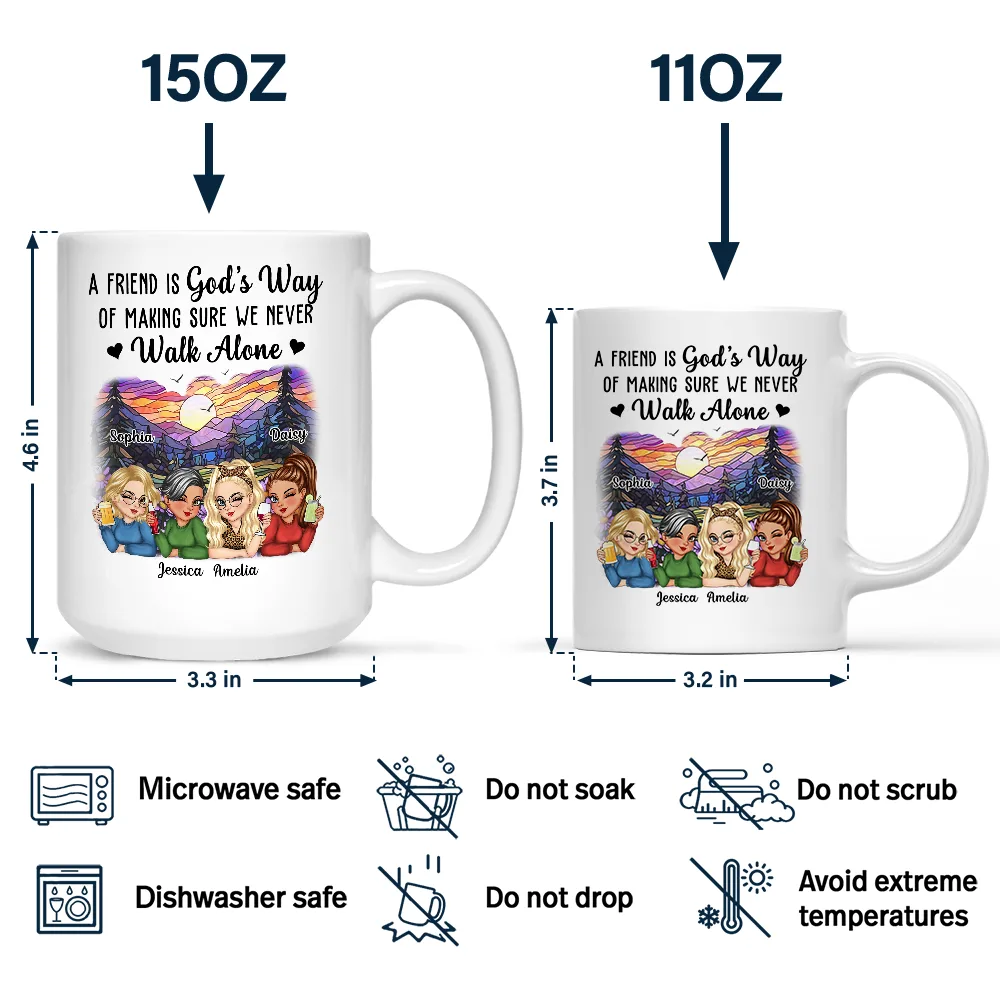 A Friend Is God's Way Besties - Personalized Mug - Image 4