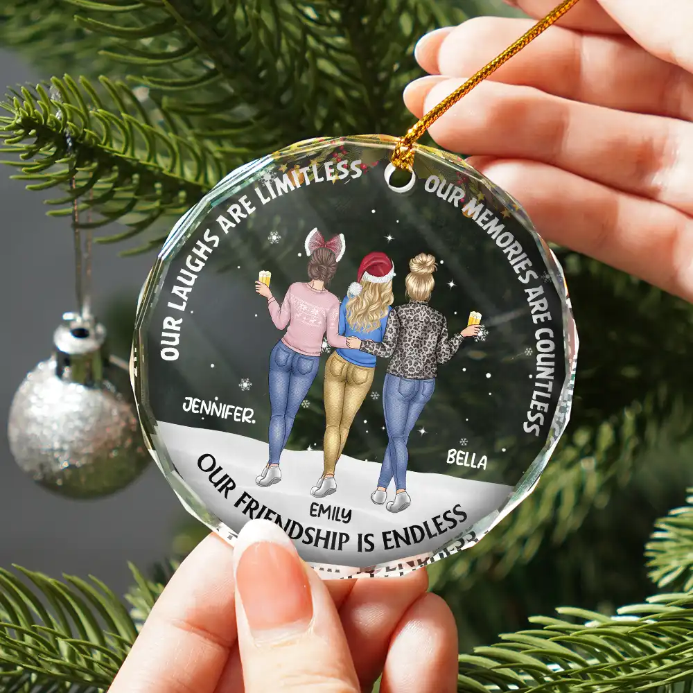 A Friend Is God's Way Of Making Sure - Personalized Circle Glass Ornament - Image 2