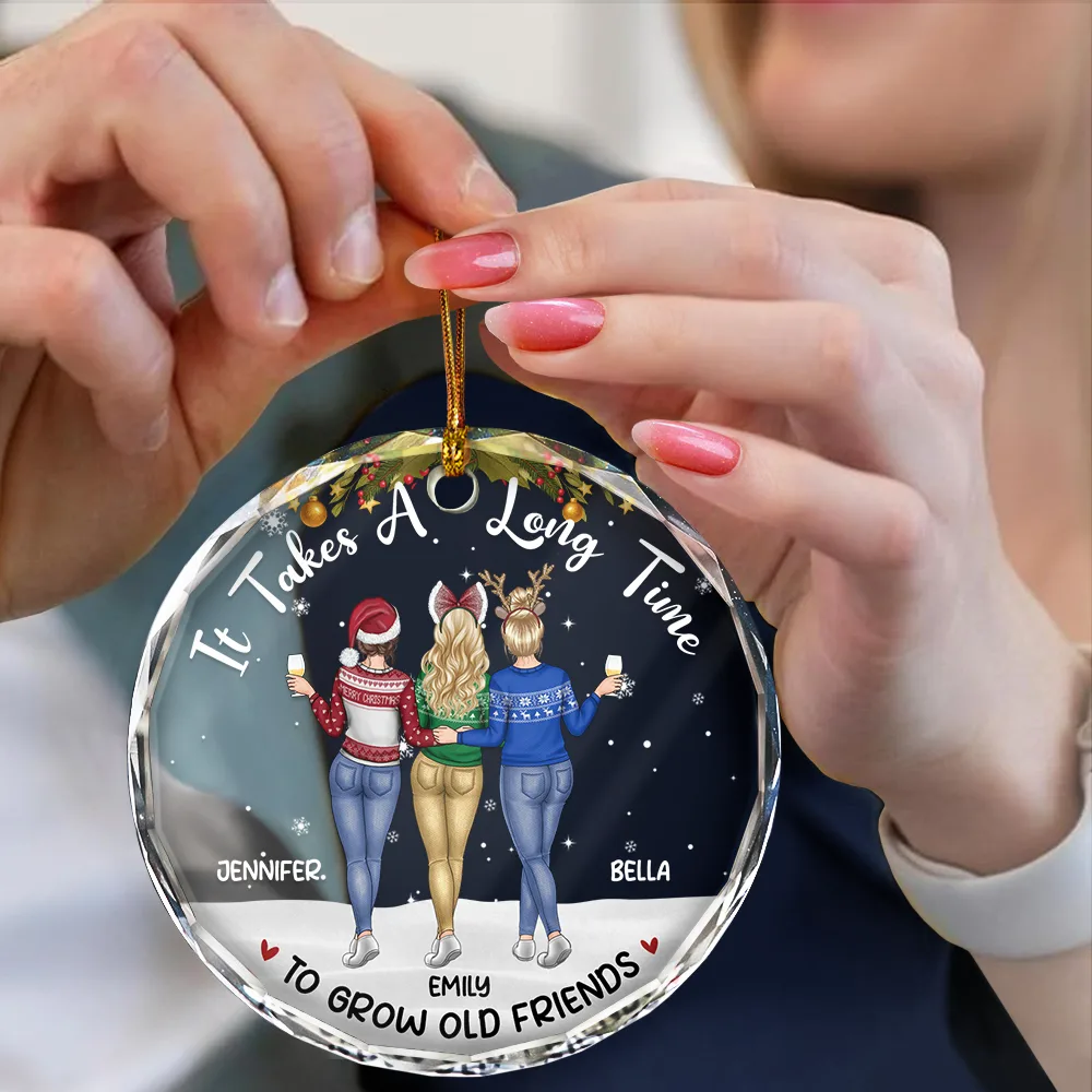 A Friend Is God's Way Of Making Sure - Personalized Circle Glass Ornament - Image 4