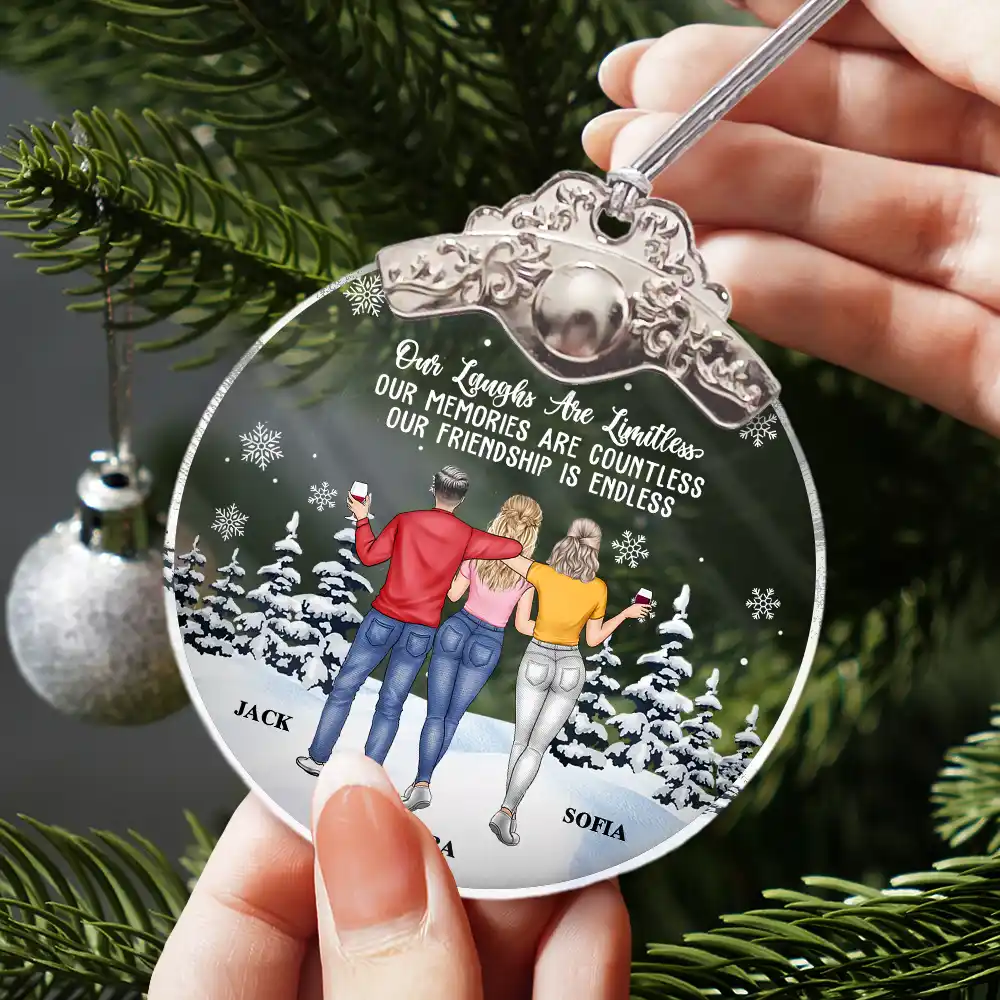 A Friend Is God's Way Of Making Sure We Never Walk Alone - Personalized Glass Ornament With Silver Cap - Image 3