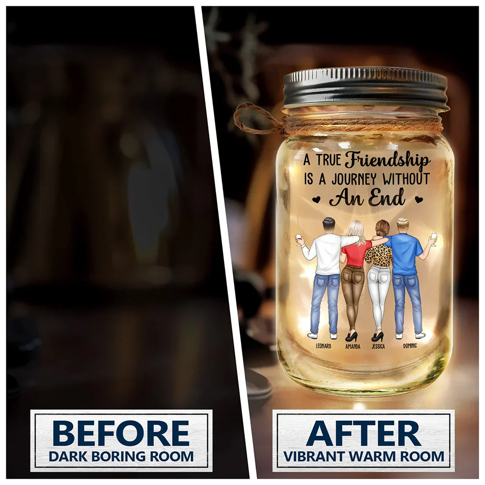 A Friend Is God's Way Of Making Sure We Never Walk Alone - Personalized Mason Jar Light - Image 4