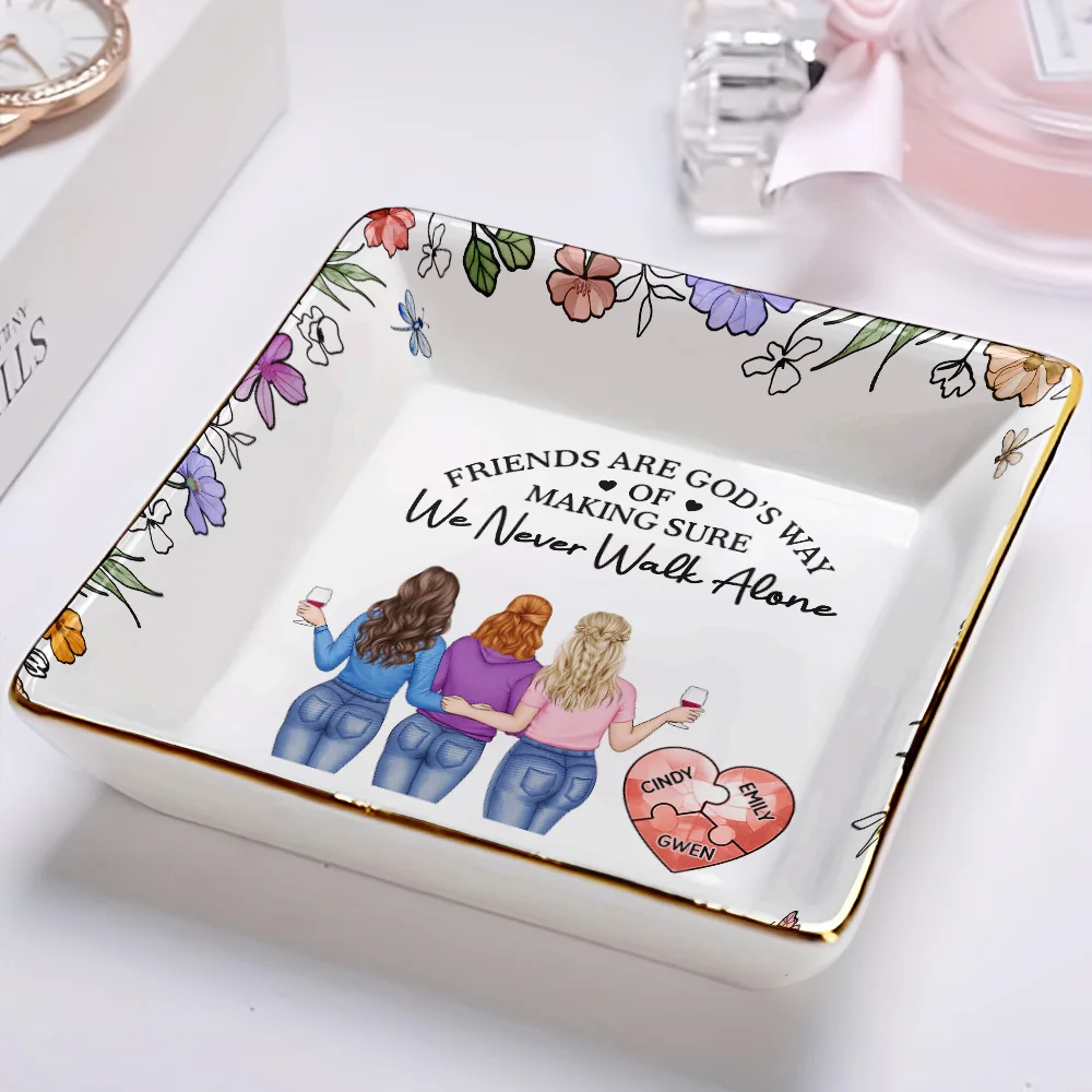 A Friend Is God's Way Of Making Sure We Never Walk Alone - Personalized Ring Dish - Image 2