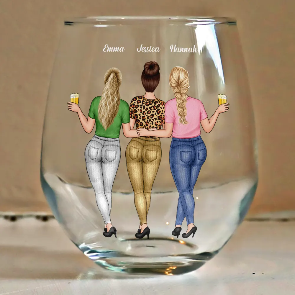 A Friend Is God's Way Of Making Sure We Never Walk Alone - Personalized Stemless Wine Glass - Image 5