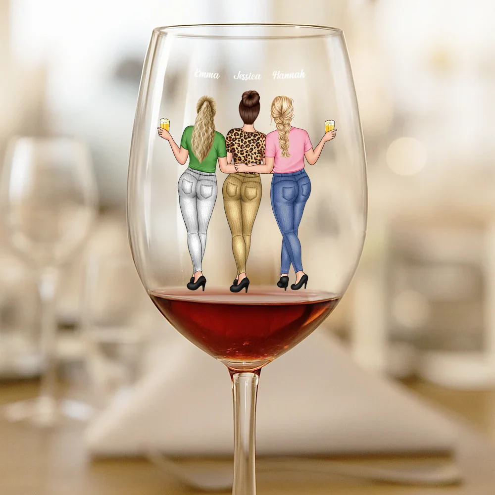 A Friend Is God's Way Of Making Sure We Never Walk Alone - Personalized Wine Glass - Image 2
