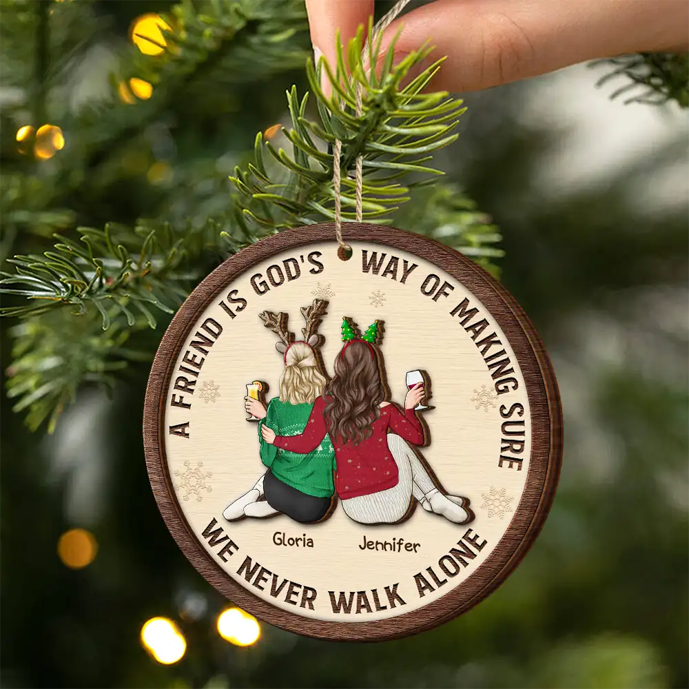 A Friend Is God's Way - Personalized 2-Layered Wooden Ornament - Image 2