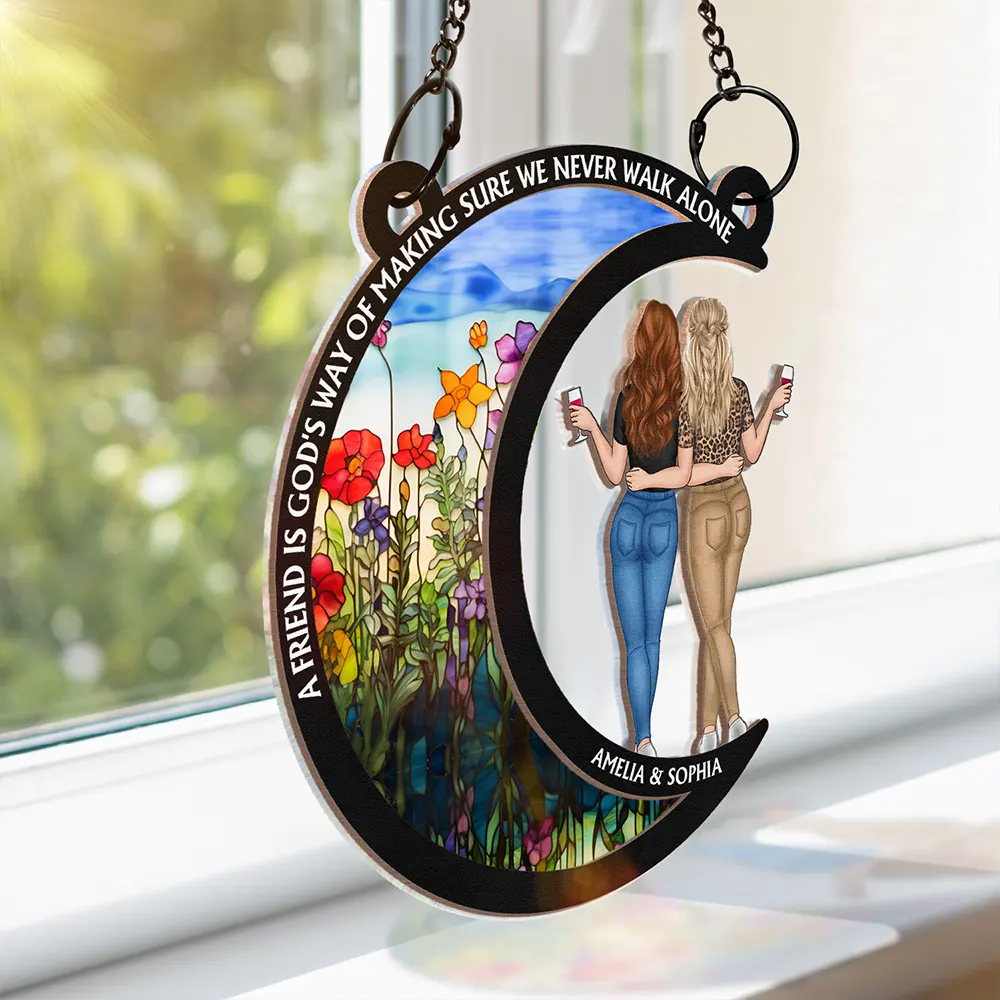 A Friend Is God's Way - Personalized Window Hanging Suncatcher Ornament - Image 3