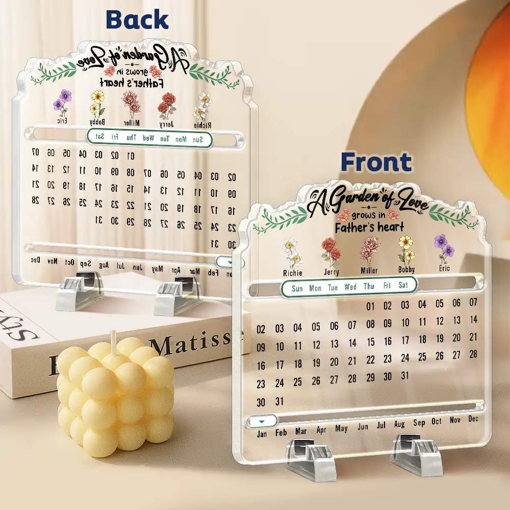 A Garden Of Love Grows In Heart - Personalized Acrylic Perpetual Desk Calendar - Image 5