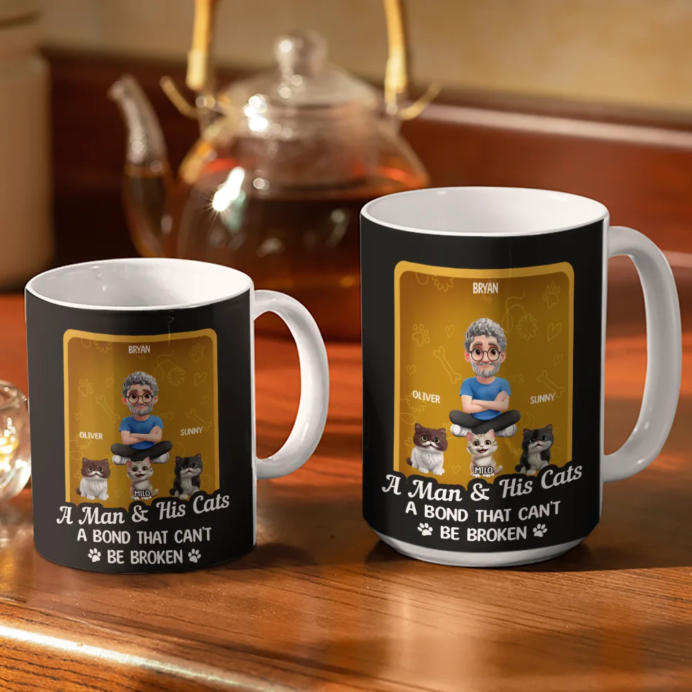 A Girl And Her Cat A Bond That Can't Be Broken Toy Box - Personalized White Edge-to-Edge Mug - Image 3