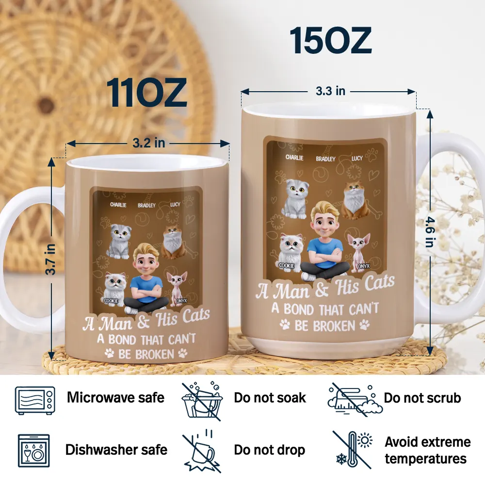 A Girl And Her Cat A Bond That Can't Be Broken Toy Box - Personalized White Edge-to-Edge Mug - Image 5