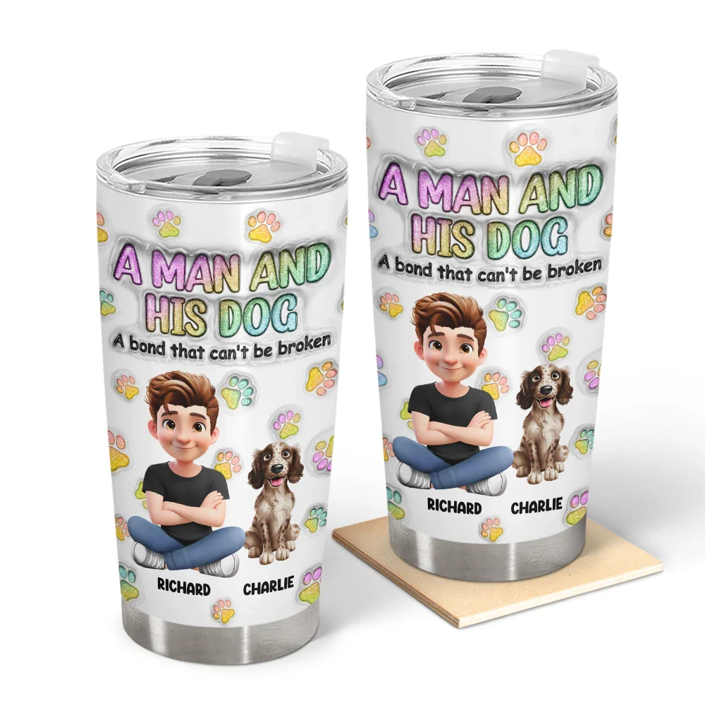 A Girl And Her Dog - 3D Inflated Effect Printed Tumbler, Personalized Tumbler - Image 2