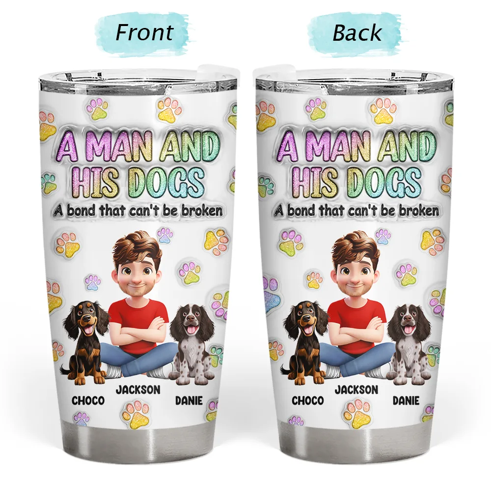 A Girl And Her Dog - 3D Inflated Effect Printed Tumbler, Personalized Tumbler - Image 4